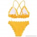 ZAFUL Women's Scalloped Triangle Bikini Set Swimsuit Two Piece Swimwear Yellow B07C4QQ7KT
